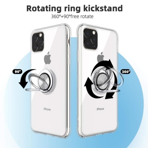 iPhone 12 Pro Max stødsikkert cover med ringholder frisk Transparent
