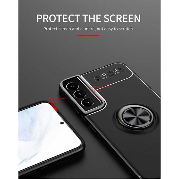 Samsung S22 Plus Praktisk Stöttåligt Skal med Ringhållare V3 Svart