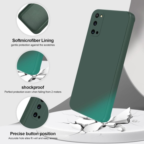 Samsung S20 Gummibelagd Mattgrönt Skal Kameraskydd Liquid - Grön