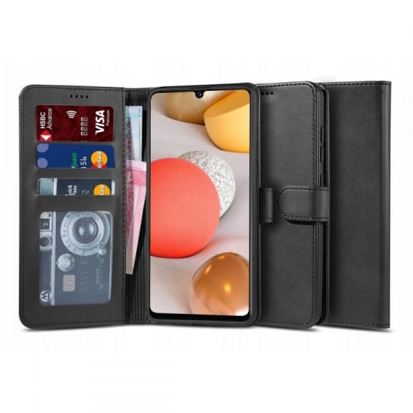 Samsung A42 5G lompakkokotelo PU-nahkainen 4-tasku Black
