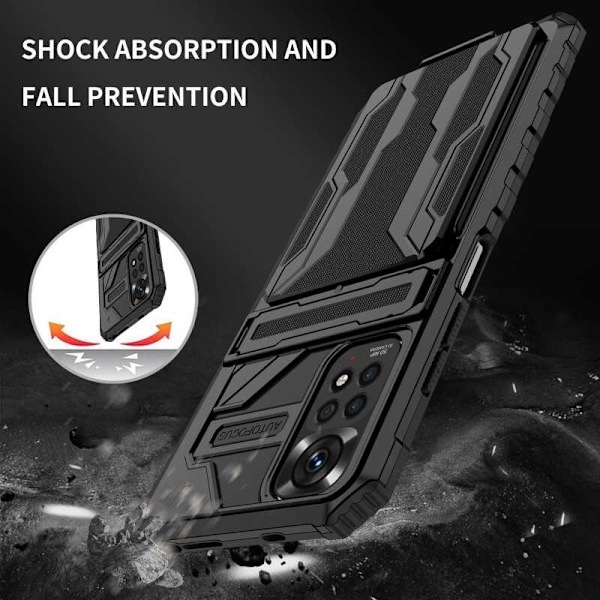 Xiaomi Redmi Note 11 / 11S Stöttåligt Skal Kickstand & Kortfack ThinArmor V3 Svart