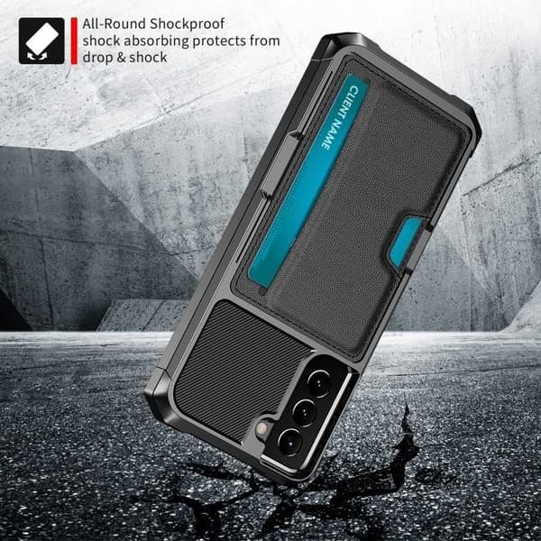 Samsung S21 FE Iskunkestävä kansi korttipaikalla Solid V2 Black