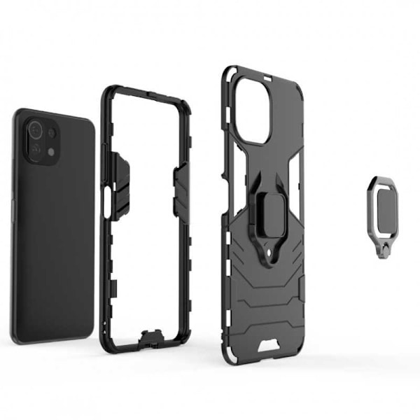Xiaomi Mi 11 Lite Stöttåligt Skal med Ringhållare ThinArmor Svart