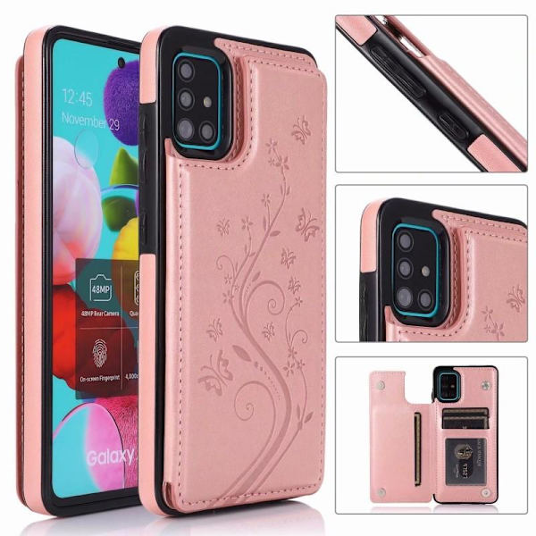 Samsung A71 Shockproof Cover Card Holder 3-SLOT Flippr V2 Pink gold