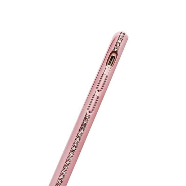 iPhone 8 Plus iskuja vaimentava kumipäällyste strassikivillä Rosenguld