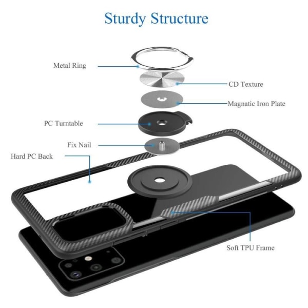 Samsung Galaxy A71 Käytännöllinen iskunkestävä kotelo sormusteli Black