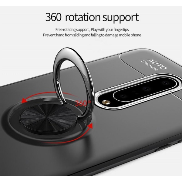 OnePlus 7 Pro Praktisk Stöttåligt Skal med Ringhållare V3 Svart
