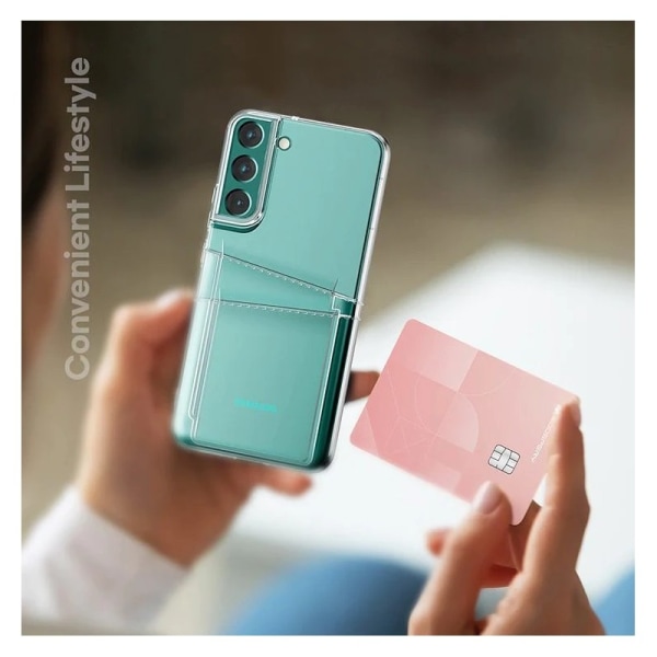 Samsung S23 Tyndt stødsikkert mobilcover med kortslot Transparent