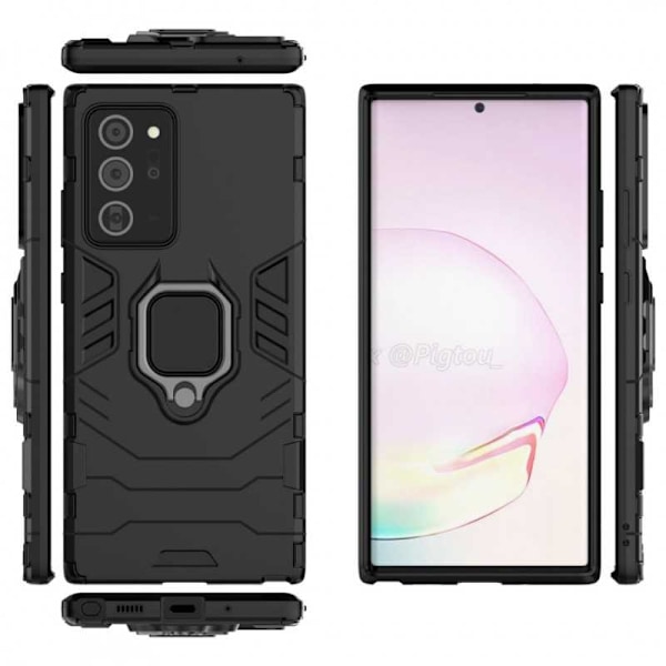 Samsung Note 20 Ultra Iskunkestävä Suojakuori ThinArmor Sormustelineellä Black
