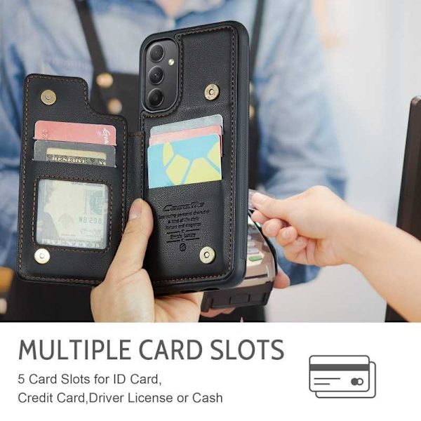 CaseMe Shockproof Cover Kortholder Stander 4-rums Samsung A34 5G Sort