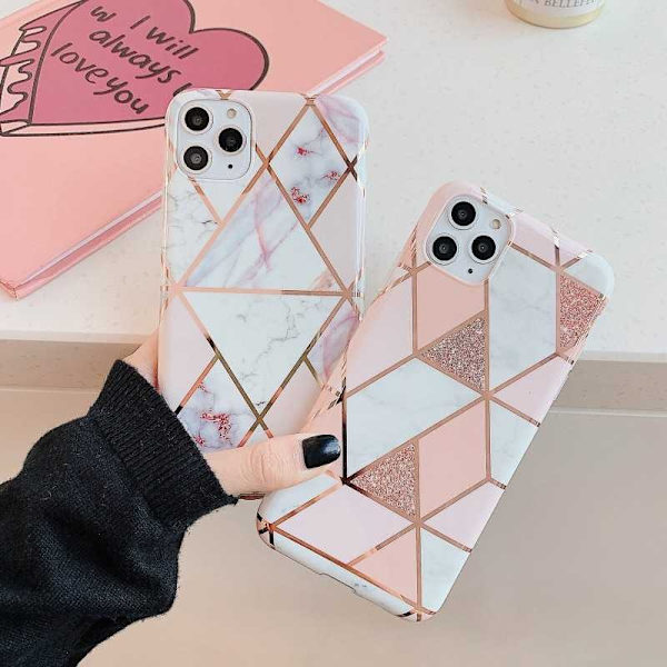 iPhone 11 Pro Max tyylikäs Marble Shell Premium Pink