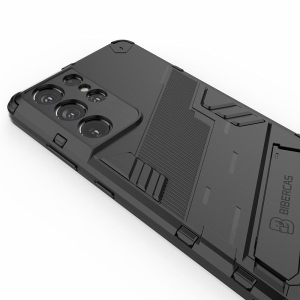 Samsung S21 Ultra Shockproof Case med Kickstand ThinArmor V2 Svart