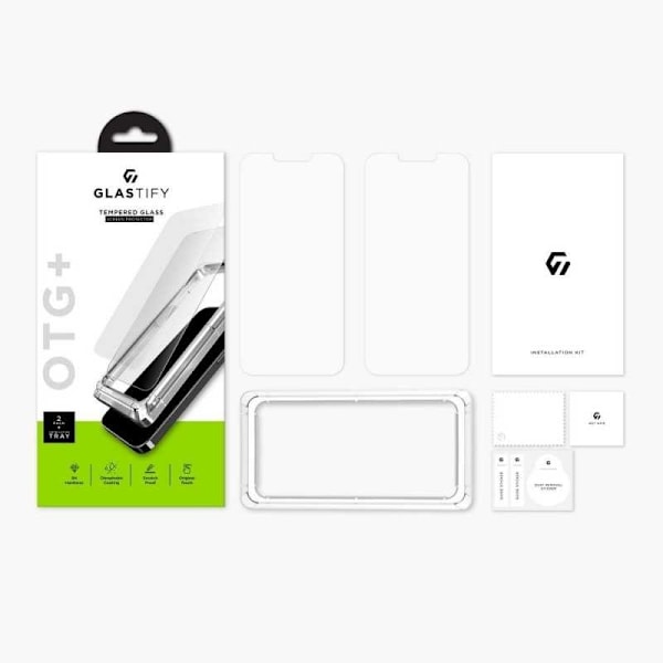 2-PACK iPhone 13 / 13 Pro hærdet glas 0,26 mm 2,5D 9H med installationsramme Transparent