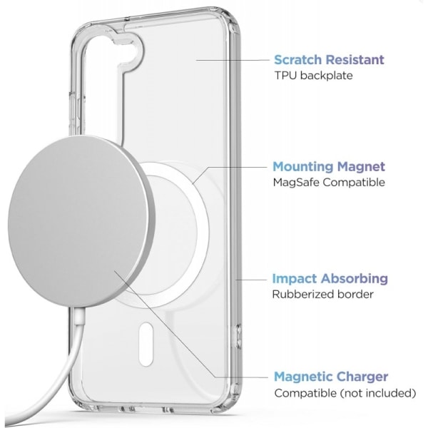 Samsung S23 Transparent Stötdämpande Skal MagSafe-Kompatibelt Transparent
