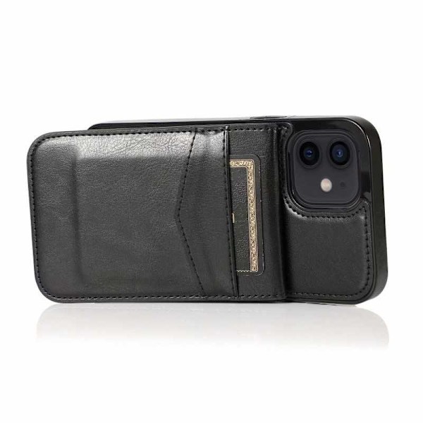 iPhone 12 Mini Mobilskal Korthållare 6-FACK Retro V3 Svart