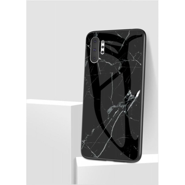 Samsung Note 10 Plus Marmorskal 9H Härdat Glas Baksida Glassback Black Svart/Guld