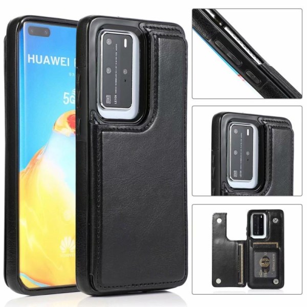 Huawei P40 Pro Support Resistent Shell Card Holder 4-Compartment Black