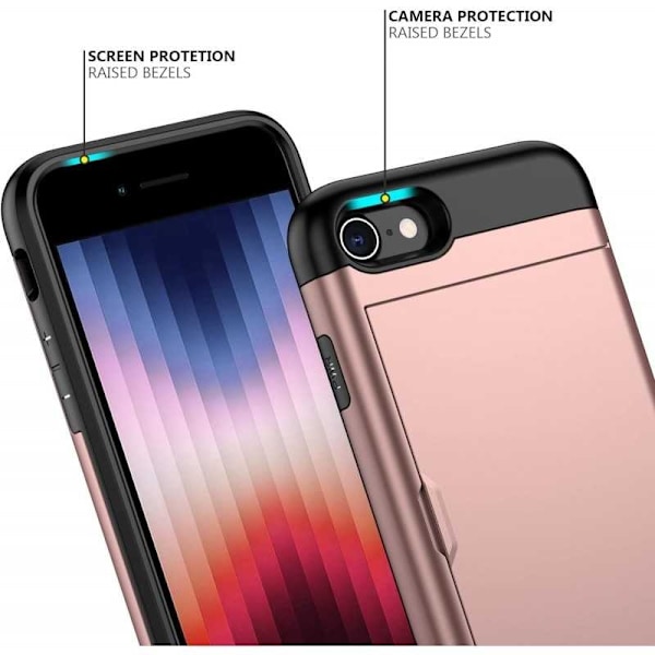 iPhone 7 / 8 / SE2 / SE3 Stöttåligt Skal Kortfack StreetWise - Roseguld