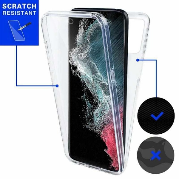 360° fuld dækning & stødabsorberende etui V2 Samsung S22 Ultra Transparent
