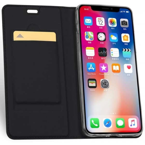iPhone XR Exclusive Flip Case Smooth-kortspor Black