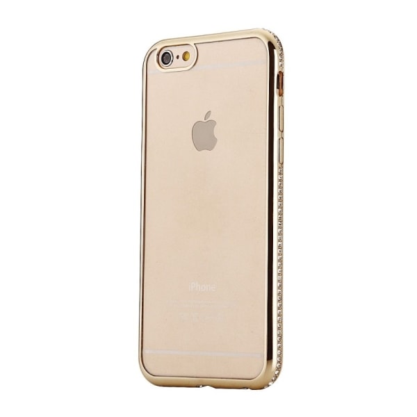 iPhone 7 eksklusivt støtdempende gummiveske med rhinestones Pink gold