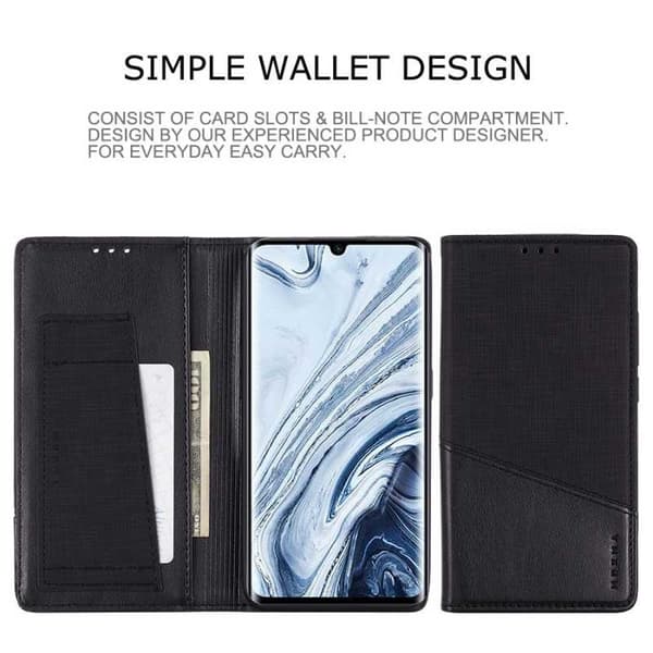 Xiaomi Mi Note 10/10 Pro Elegant PU-nahkakotelo RFID-estolla Black