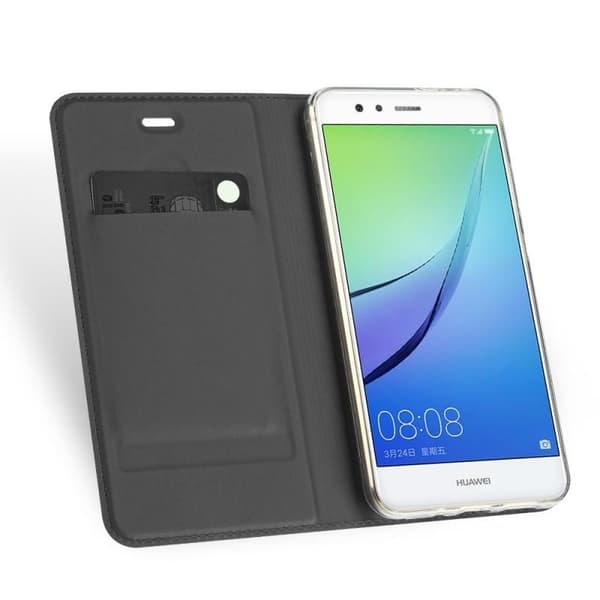 Huawei P10 Lite Flip Case Smooth -korttipaikka Svart