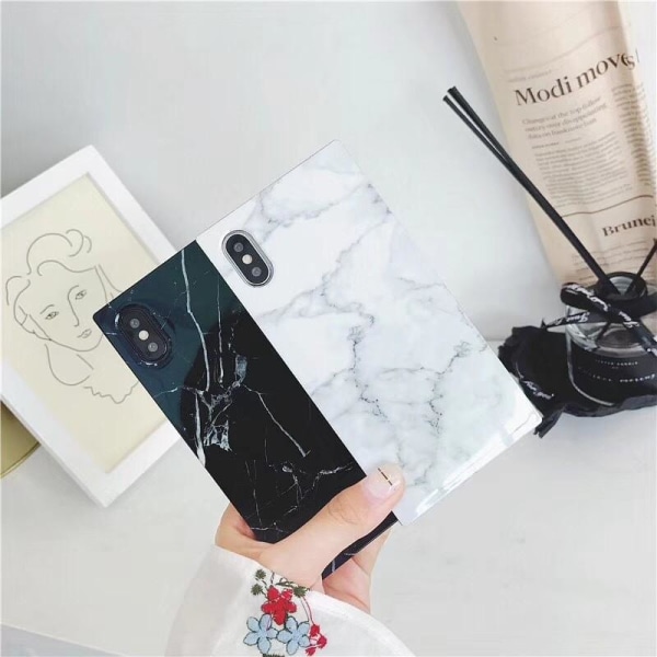 iPhone X / XS Stilfuld Marble Shell Square Svart