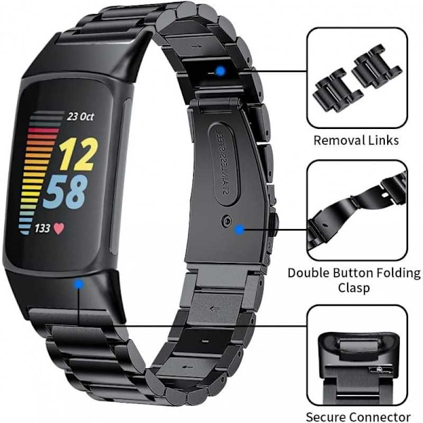 Metallirannekoru Fitbit Charge 4 musta Black