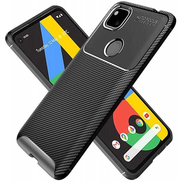 Google Pixel 4a 4G / LTE Iskunkestävä ohut kansi FullCarbon V4 Black