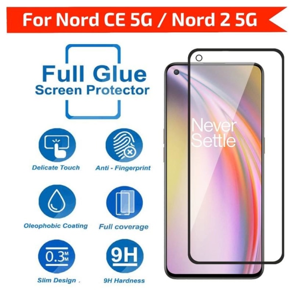 2-PACK OnePlus Nord 2 5G Härdat Glas 0.26mm 9H Fullframe Transparent