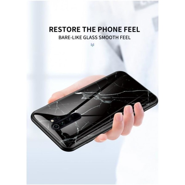 Redmi Note 8 Pro Marble Shell 9H Glasbagside Glasbagside V2 Black Svart/Guld