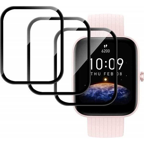 2-PACK Amazfit Bip 3/3Pro Hærdet glas FullFrame 3D 0,2 mm 9H Transparent