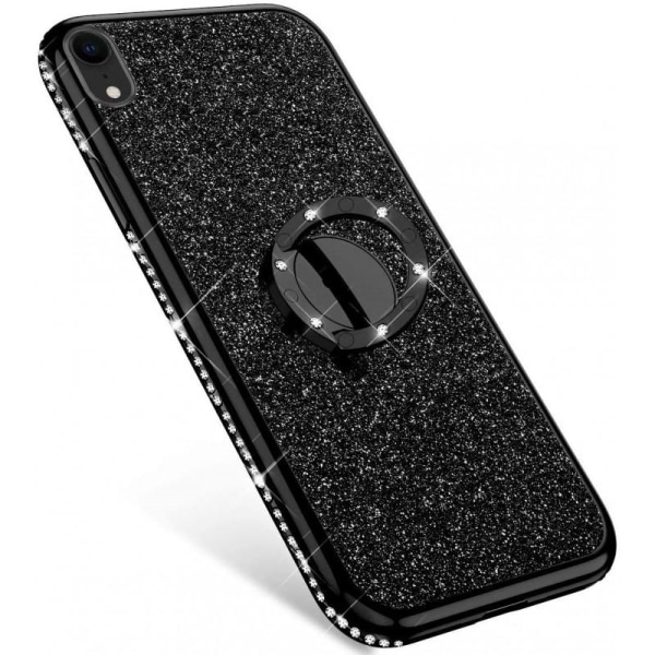 iPhone XR Stötdämpande Skal med Ringhållare Strass Rosenguld