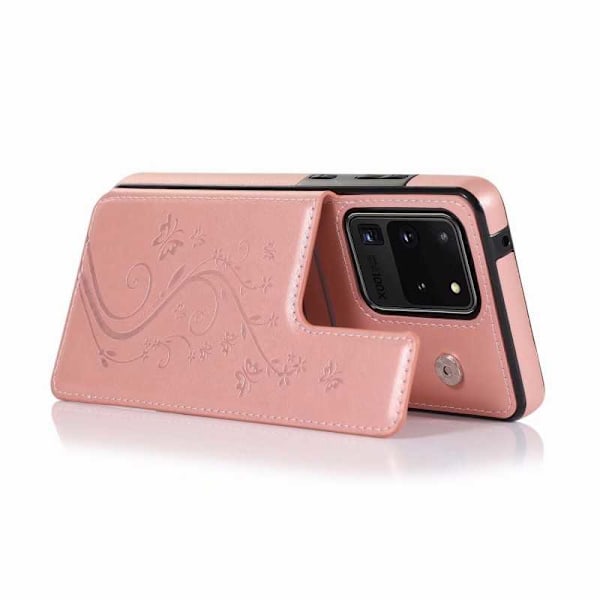 Samsung S20 Ultra Shockproof Cover Card Holder 3-SLOT Flippr V2 Pink gold