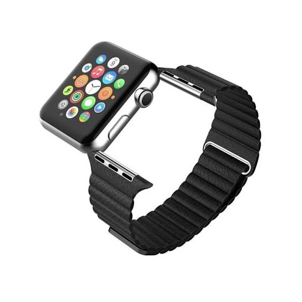 Apple Watch 42/44/45/49mm Armband PU-Läder med Magnetlås Nordcell™ Svart