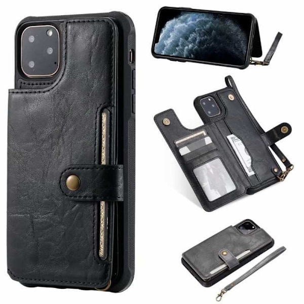 iPhone 11 Pro Max Multifunktionell Korthållare 5-FACK Winston Svart
