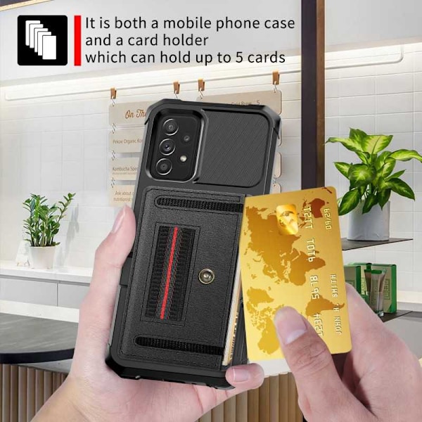 Samsung A72 4G / 5G stødsikkert cover med kortrum Solid V5 Black