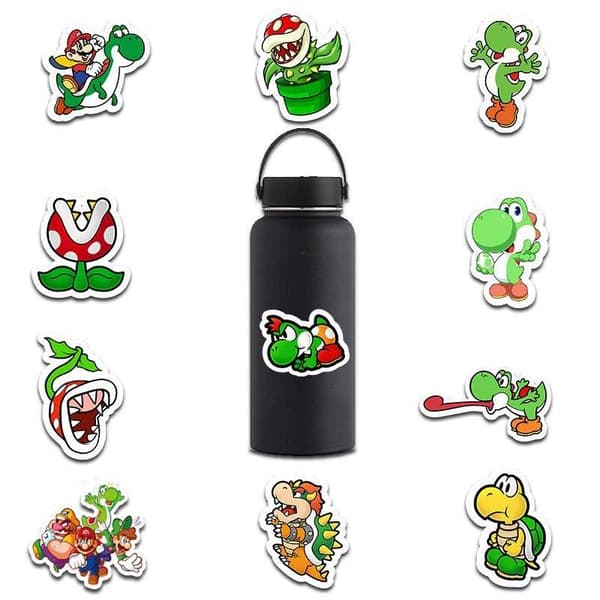 50 PACK Nintendo Super Mario vedenpitävät tarrat White
