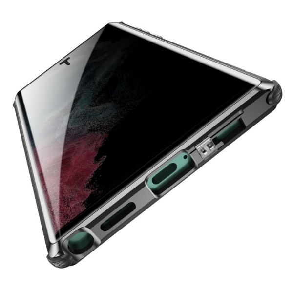 Samsung S22 Ultra Privacy Heltäckande Premium Skal Glassback V4 Transparent