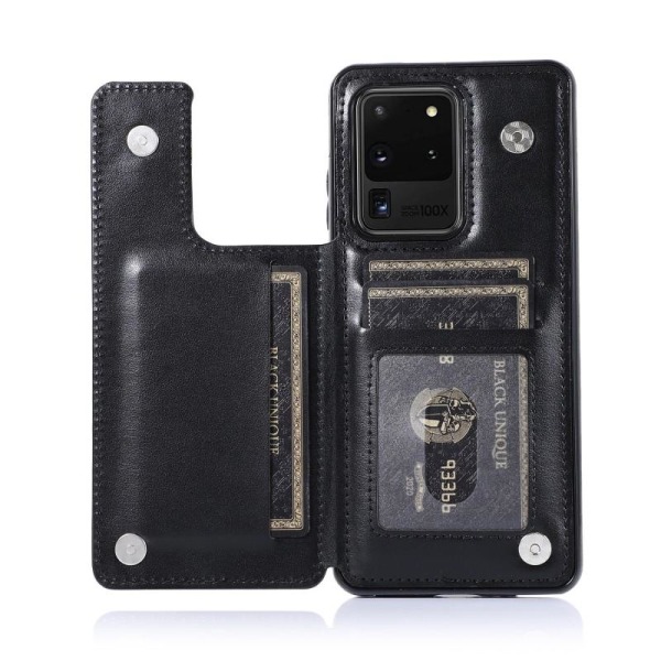 Samsung S20 Ultra Shockproof Cover Card Holder 3-POCKET Flippr V Black