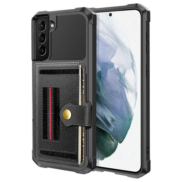 Samsung S23 Iskunkestävä kansi korttipaikalla Solid V2 Black