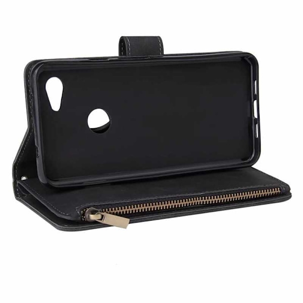 Google Pixel 3a Multifunktionellt Plånboksfodral Zipper 8-Fack Svart