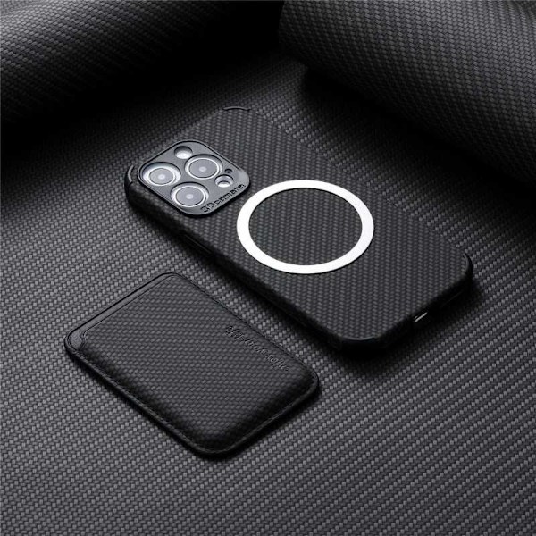 Iskunkestävä kuori Magsafe RFID:llä magneettikorttipidikkeellä iPhone Pro Black