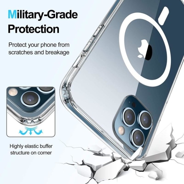iPhone 13 Pro gjennomsiktig støtdemperveske MagSafe-kompatibel Transparent