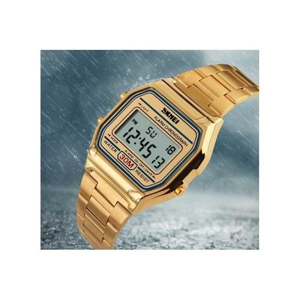 Digital Retro Klocka Guld Guld