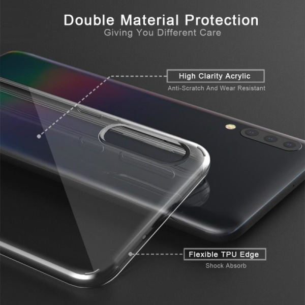 Samsung A70 Støtdempende deksel med ripefri Plexiglas Glassback Transparent