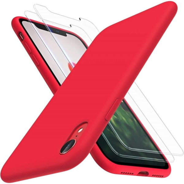 Gummibelagt stilfuldt cover 3in1 iPhone XR - Rød