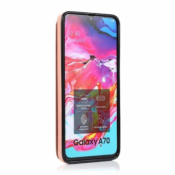 Samsung A70 Stöttåligt Skal Korthållare 3-FACK Flippr V2 - Rosenguld Rosa guld