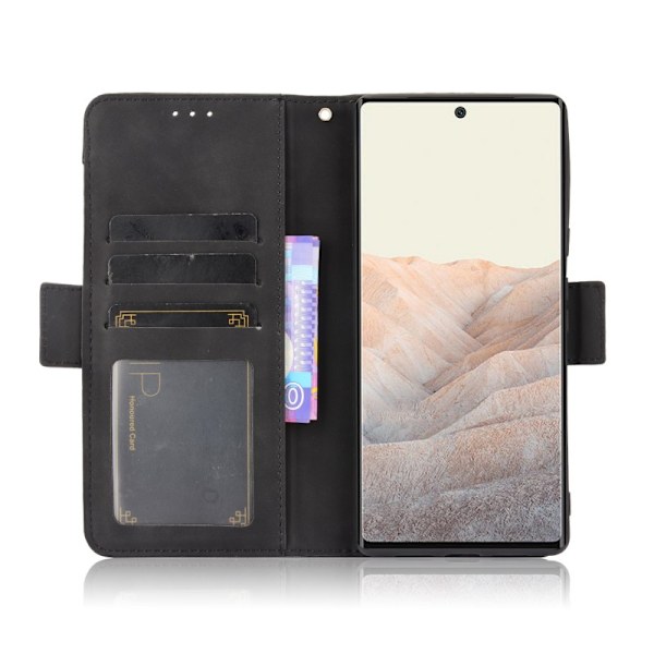 Google Pixel 6 Pro Wallet Case PU-læder 6-SLOT Winston V3 Black